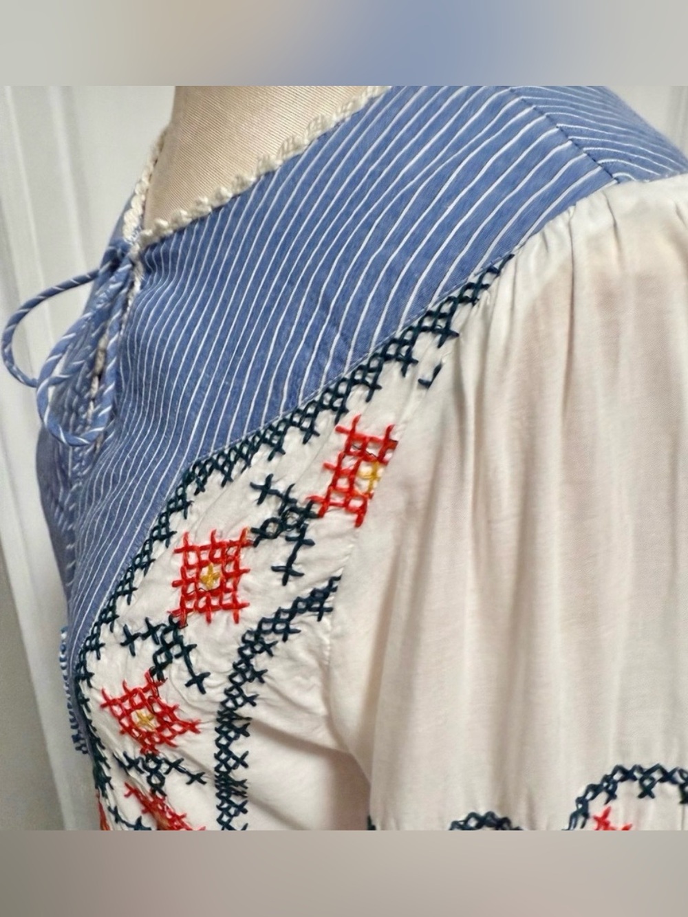 RARE FARM RIO Cross Stitched Embroidered Tiered Maxi Dress - Picture 8 of 13